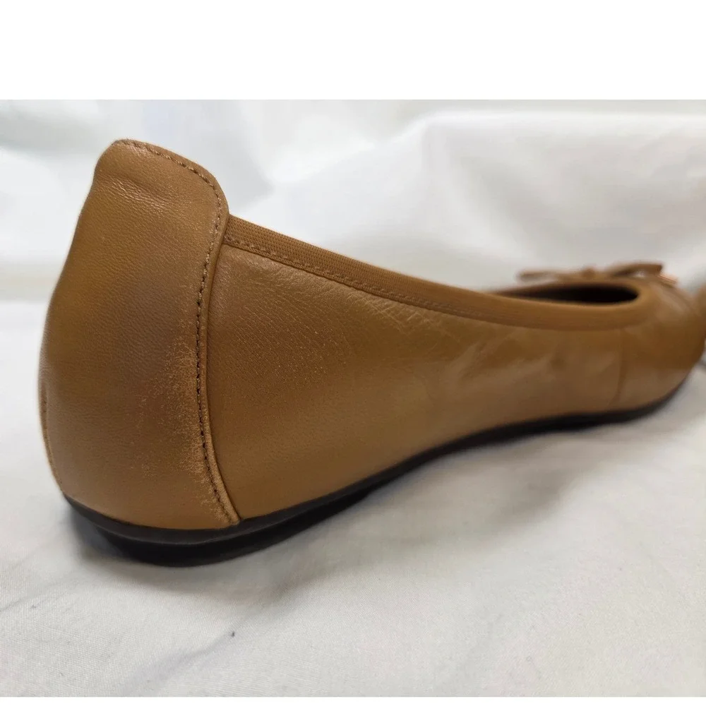 Vionic Tan Brown Leather Ballet Flats Shoes Bow Women's US size 8 25 CM Fair